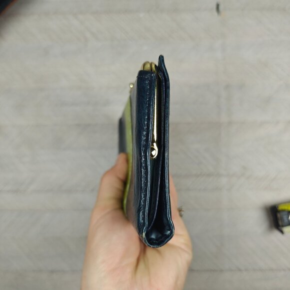 Vintage Rolfs Women's Genuine Leather Wallet Blue Green Cowhide Clutch Coin - Picture 6 of 8